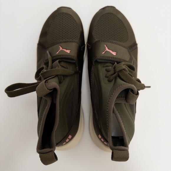 Puma Phenom Running Shoes Womens 6.5 Olive Green Rose Gold High Top - Picture 11 of 16